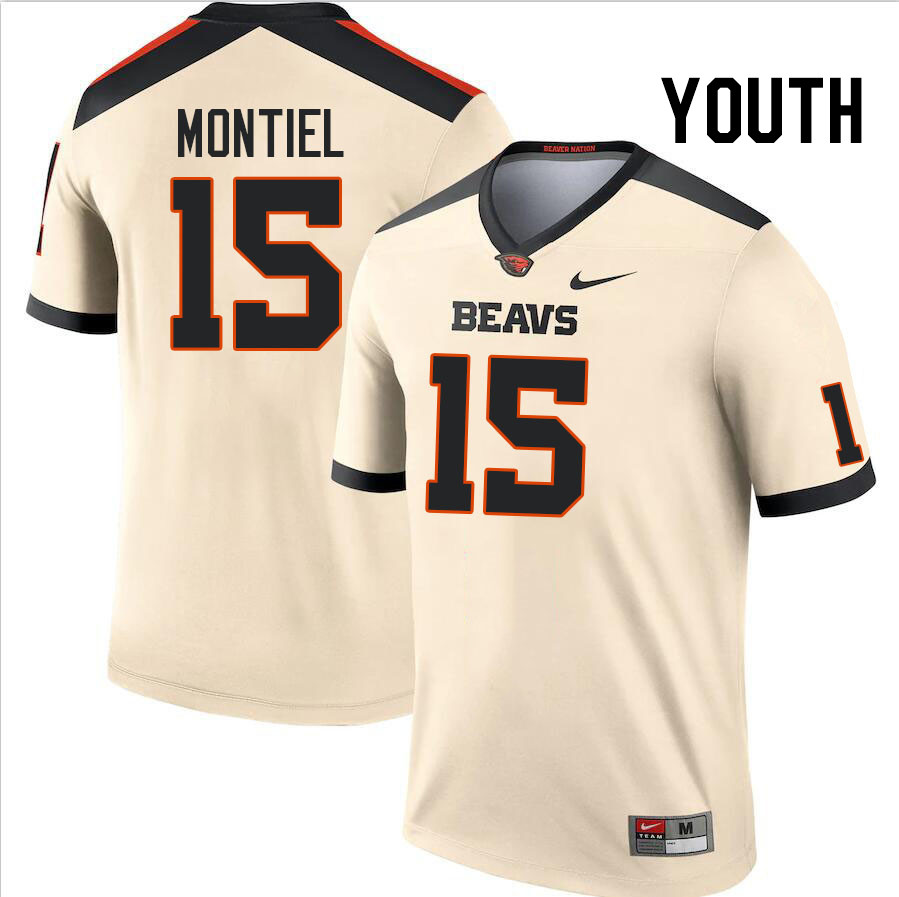 Youth #15 Dom Montiel Oregon State Beavers College Football Jerseys Stitched Sale-Cream - Click Image to Close